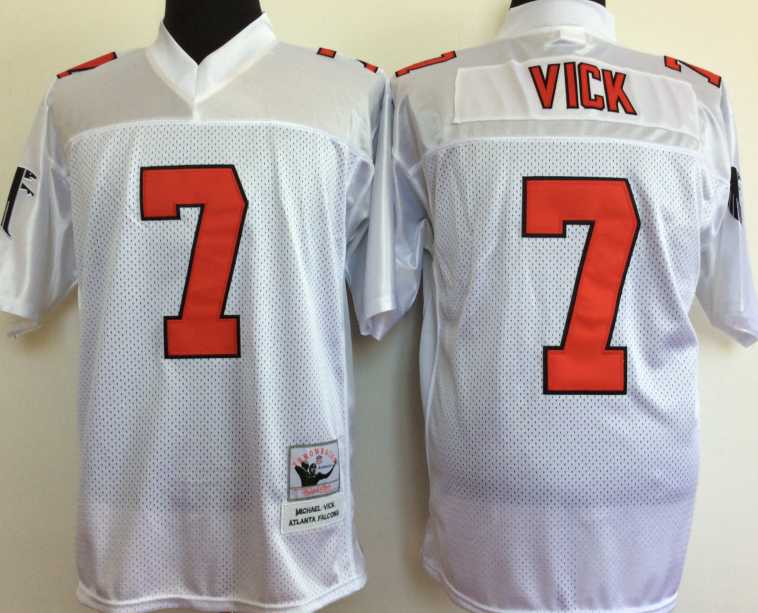 Falcons 7 Michael Vick White M&N Throwback Jersey